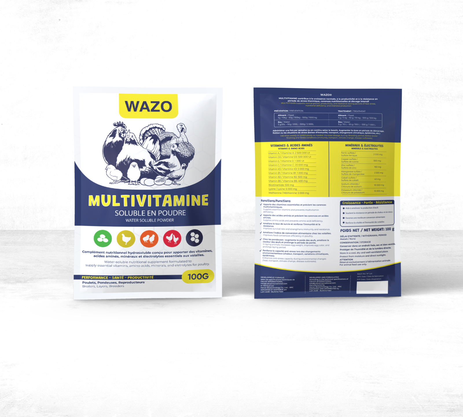 WAZO® Multivitamine pour volailles – Poudre hydrosoluble – 100 g