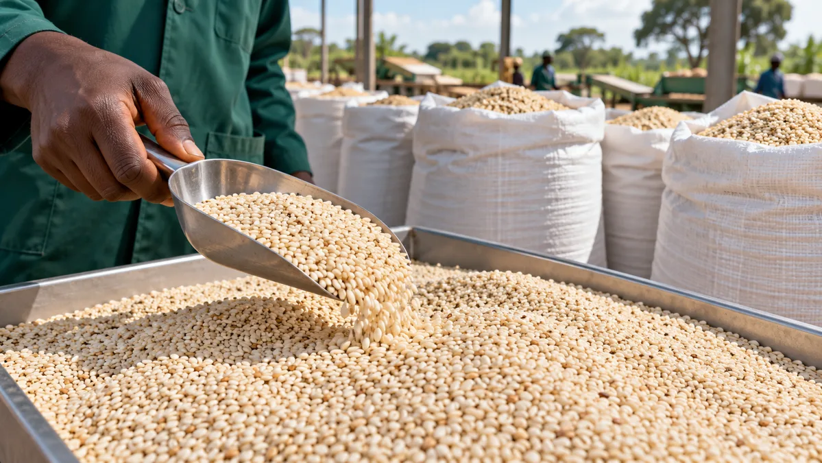 White sesame sample prepared for quality inspection